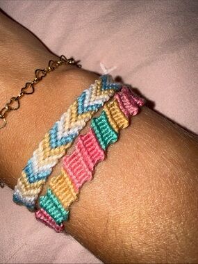 Handmade Multicolor Woven Friendship Bracelet - Pink, Teal, Yellow, Blue